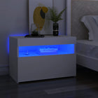 Bedside tables 2 pcs LED lighting 60x35x40 cm engineered wood white