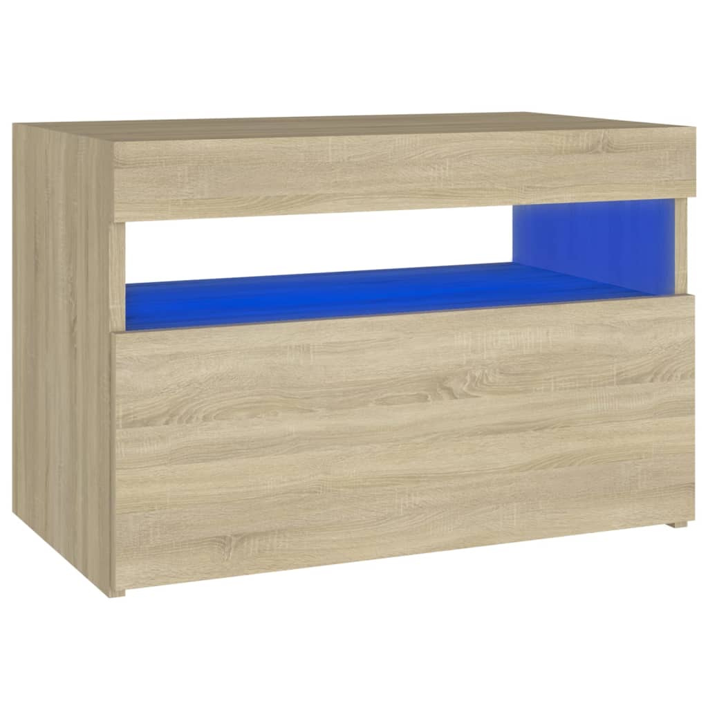Nachtkastje Led-Verlichting 60X35X40 Cm Bewerkt Hout Sonoma Eik 1 Sonoma eiken
