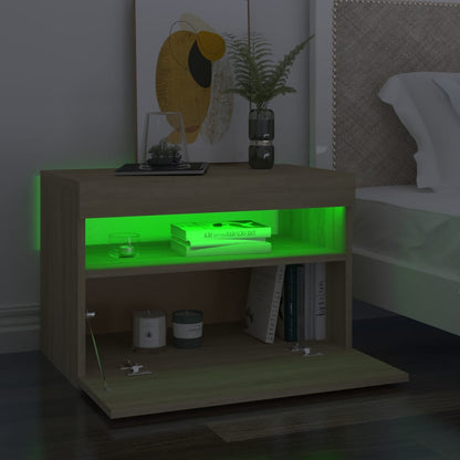 Nachtkastje Led-Verlichting 60X35X40 Cm Bewerkt Hout Sonoma Eik 1 Sonoma eiken