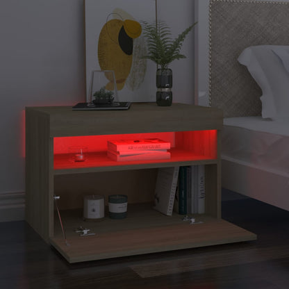 Nachtkastje Led-Verlichting 60X35X40 Cm Bewerkt Hout Sonoma Eik 1 Sonoma eiken