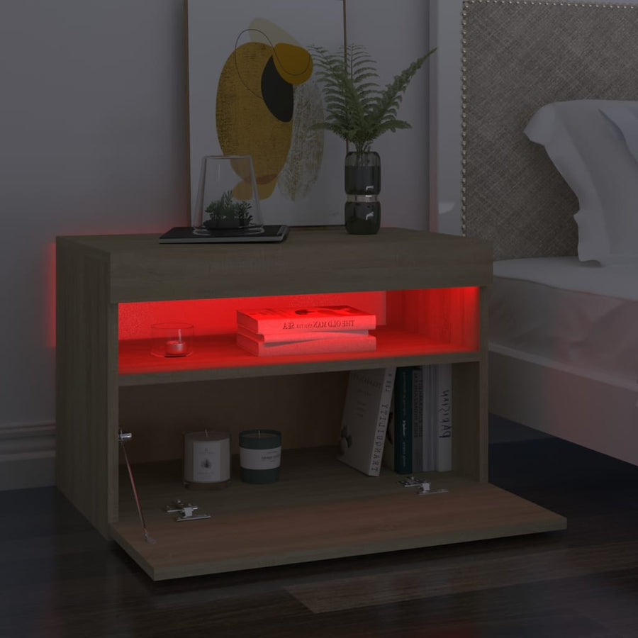 Nachtkastje Led-Verlichting 60X35X40 Cm Bewerkt Hout Sonoma Eik 1 Sonoma eiken