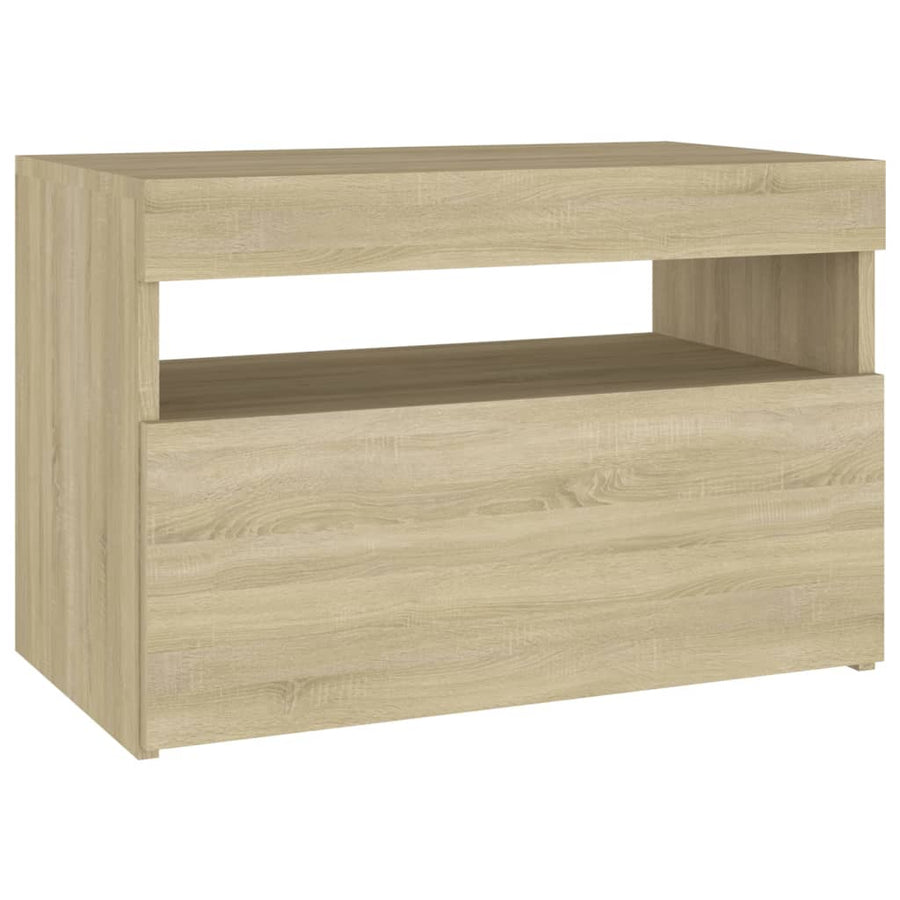 Nachtkastje Led-Verlichting 60X35X40 Cm Bewerkt Hout Sonoma Eik 1 Sonoma eiken