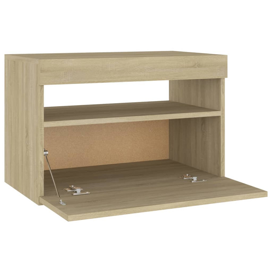 Nachtkastje Led-Verlichting 60X35X40 Cm Bewerkt Hout Sonoma Eik 1 Sonoma eiken