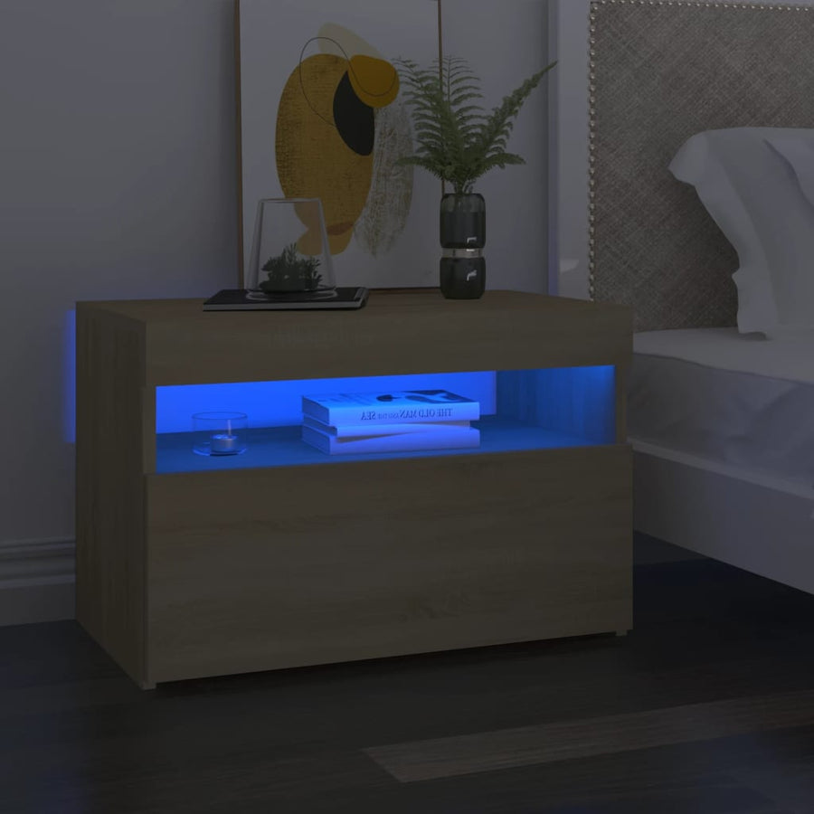 Nachtkastje Led-Verlichting 60X35X40 Cm Bewerkt Hout Sonoma Eik 1 Sonoma eiken