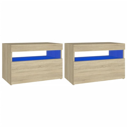 Nachtkastjes Led-Verlichting 60X35X40 Cm Kleur 2 Sonoma eiken