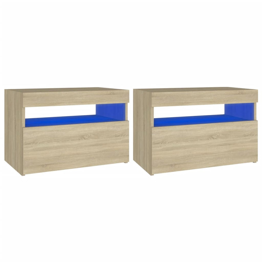 Nachtkastjes Led-Verlichting 60X35X40 Cm Kleur 2 Sonoma eiken
