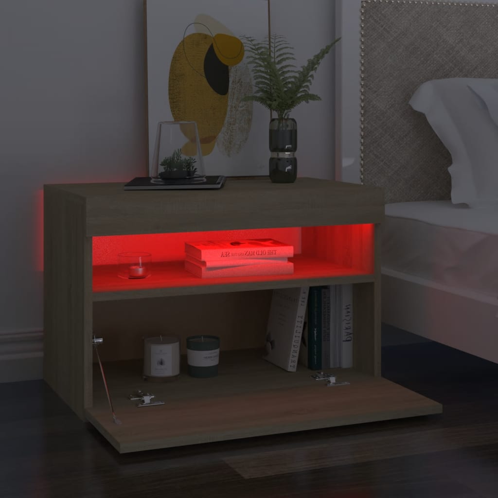 Nachtkastjes Led-Verlichting 60X35X40 Cm Kleur 2 Sonoma eiken
