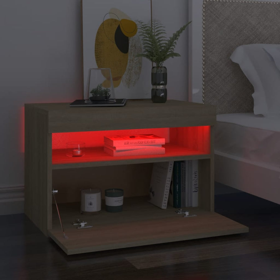 Nachtkastjes Led-Verlichting 60X35X40 Cm Kleur 2 Sonoma eiken
