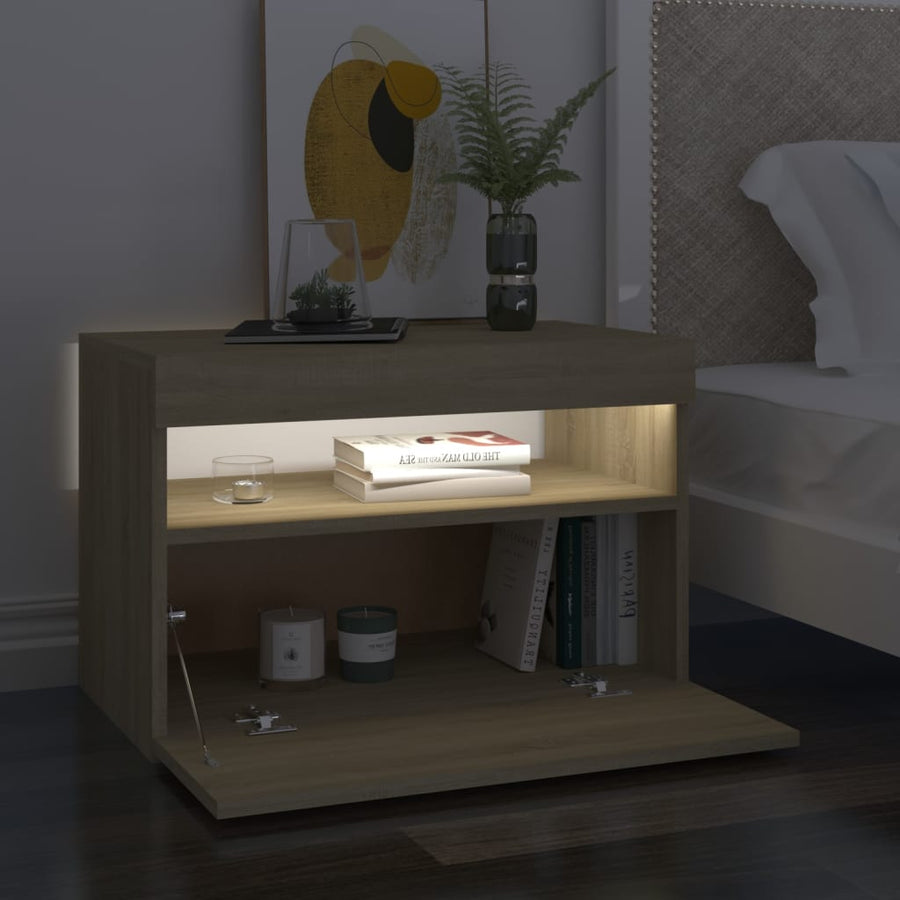 Nachtkastjes Led-Verlichting 60X35X40 Cm Kleur 2 Sonoma eiken