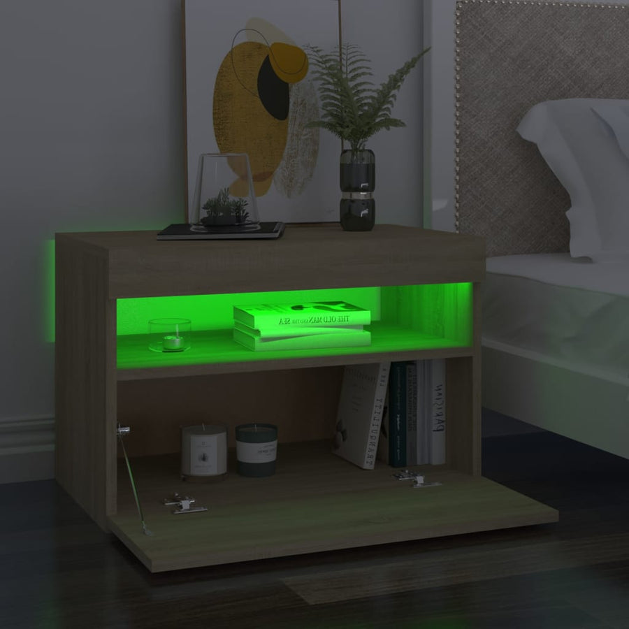 Nachtkastjes Led-Verlichting 60X35X40 Cm Kleur 2 Sonoma eiken