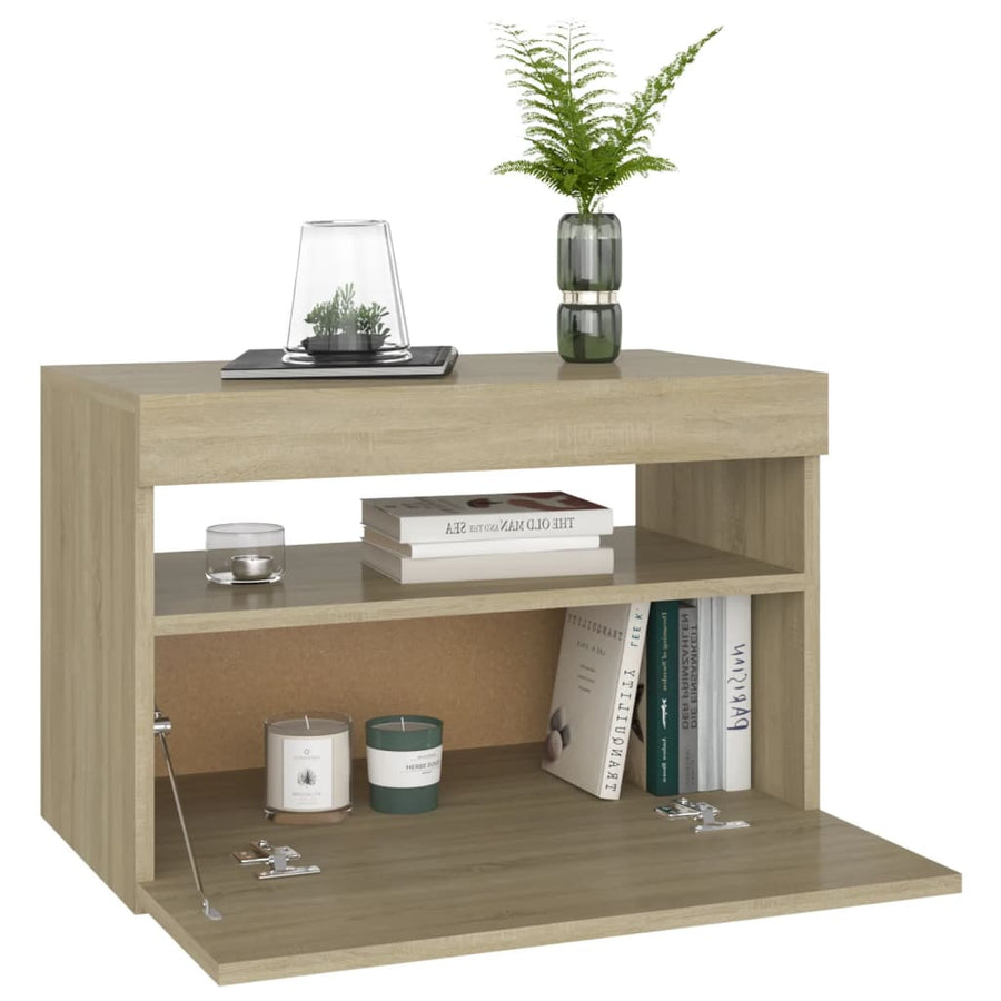 Nachtkastjes Led-Verlichting 60X35X40 Cm Kleur 2 Sonoma eiken