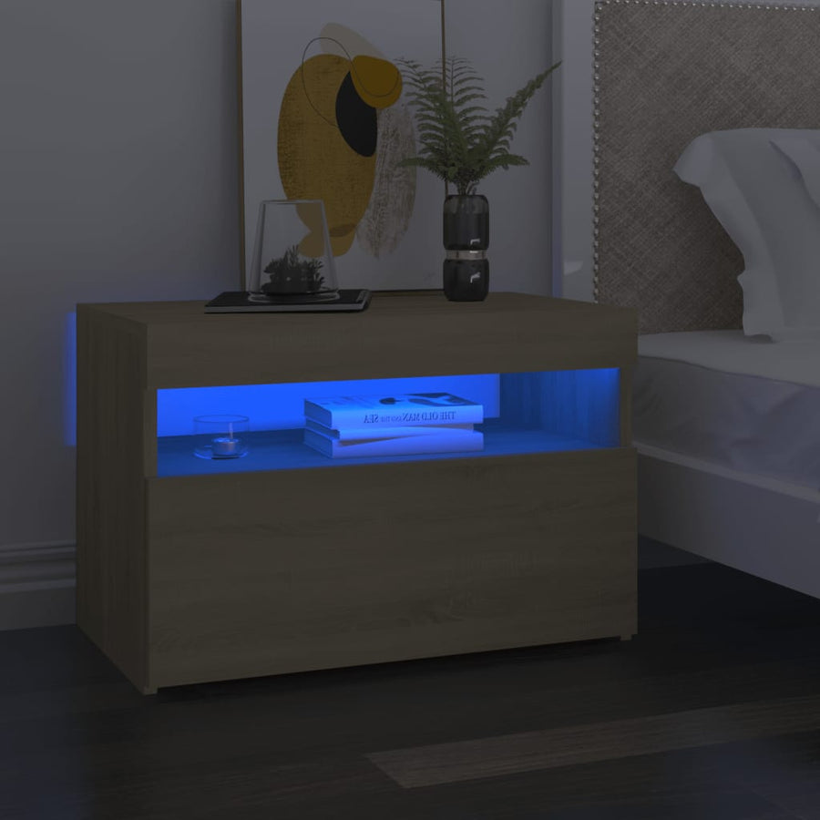 Nachtkastjes Led-Verlichting 60X35X40 Cm Kleur 2 Sonoma eiken