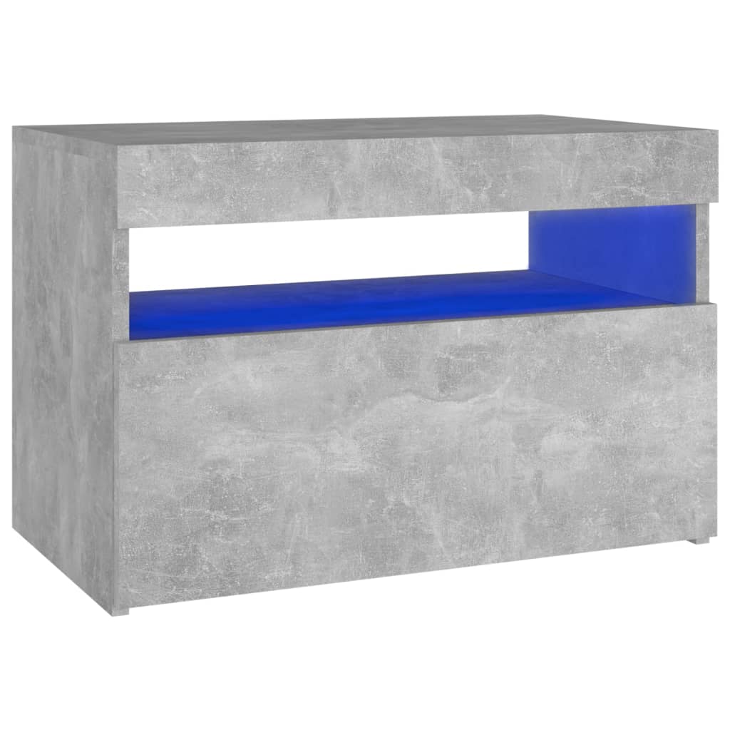 Nachtkastje Met Led-Verlichting 60X35X40 Cm 1 Betongrijs