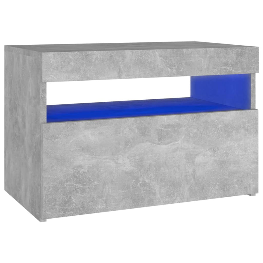 Nachtkastje Met Led-Verlichting 60X35X40 Cm 1 Betongrijs