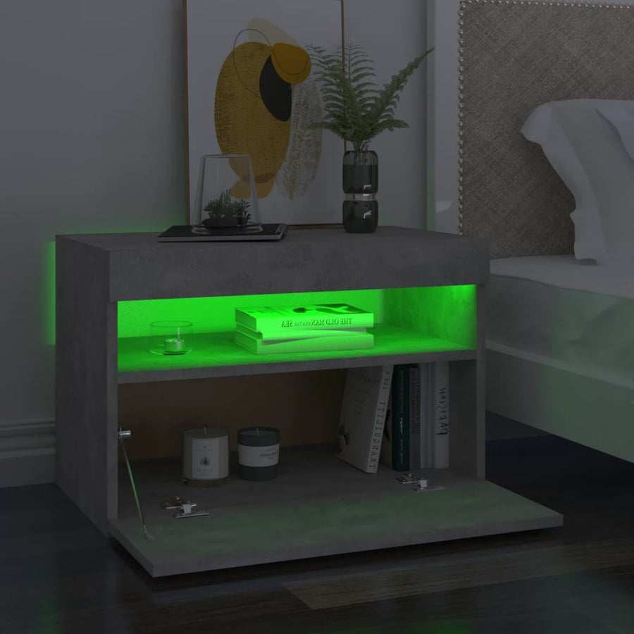 Nachtkastje Met Led-Verlichting 60X35X40 Cm 1 Betongrijs