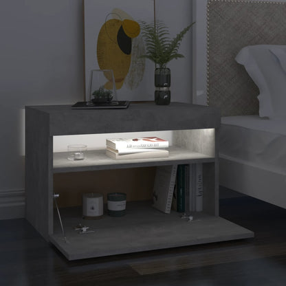Nachtkastje Met Led-Verlichting 60X35X40 Cm 1 Betongrijs