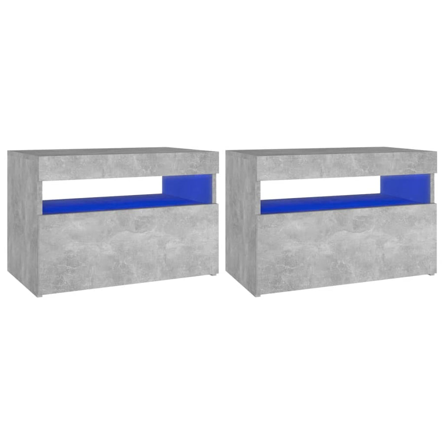 Nachtkastjes Met Led-Verlichting 60X35X40 Cm 2 Betongrijs
