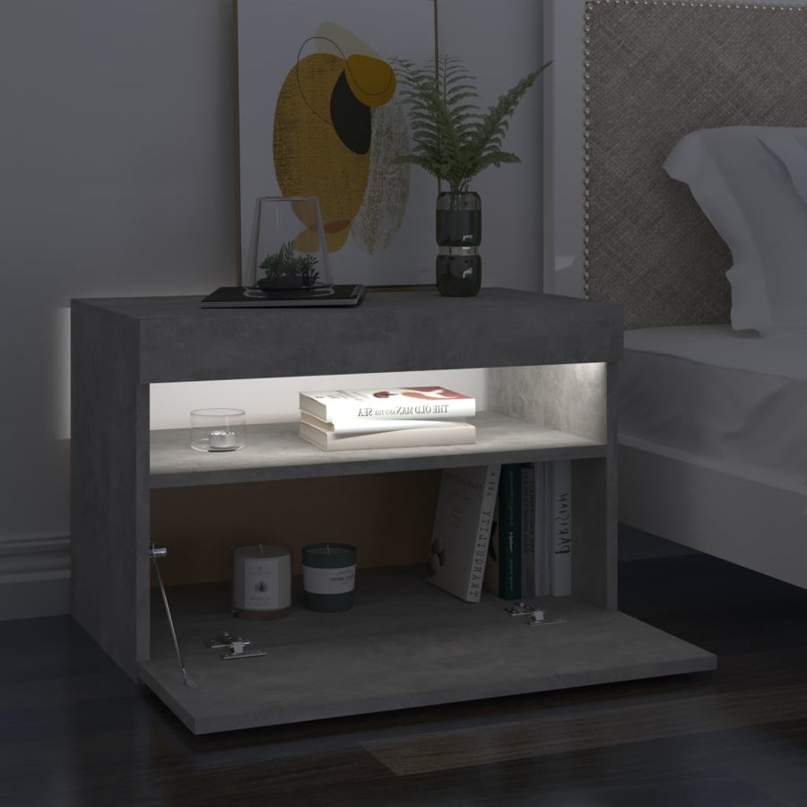 Nachtkastjes Met Led-Verlichting 60X35X40 Cm 2 Betongrijs