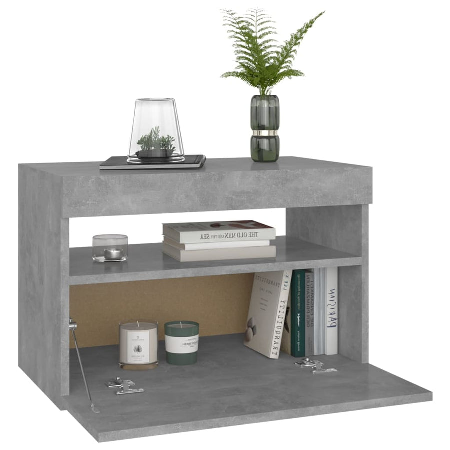 Nachtkastjes Met Led-Verlichting 60X35X40 Cm 2 Betongrijs