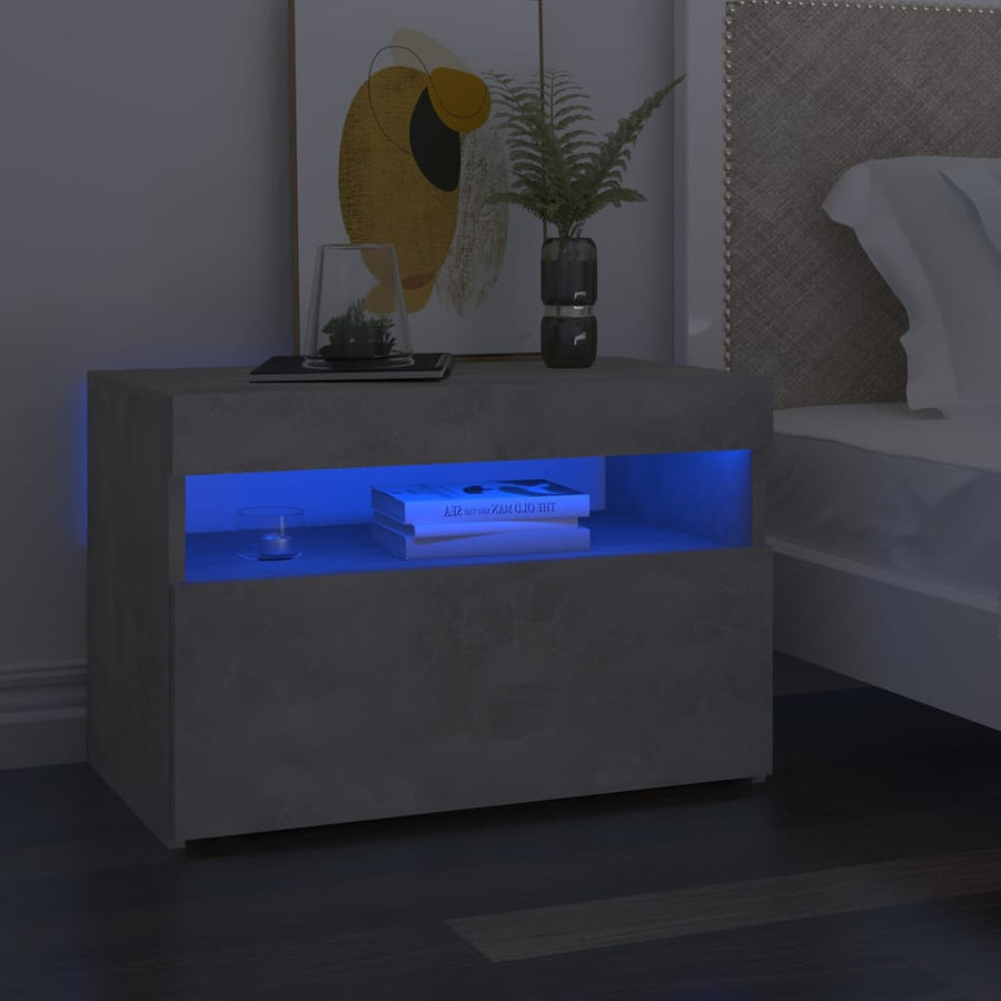 Nachtkastjes Met Led-Verlichting 60X35X40 Cm 2 Betongrijs