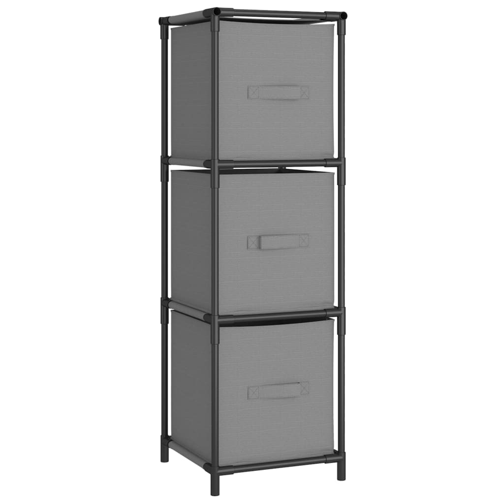 Opbergkast Met 3 Stoffen Lades 34X34X101 Cm Staal Grijs
