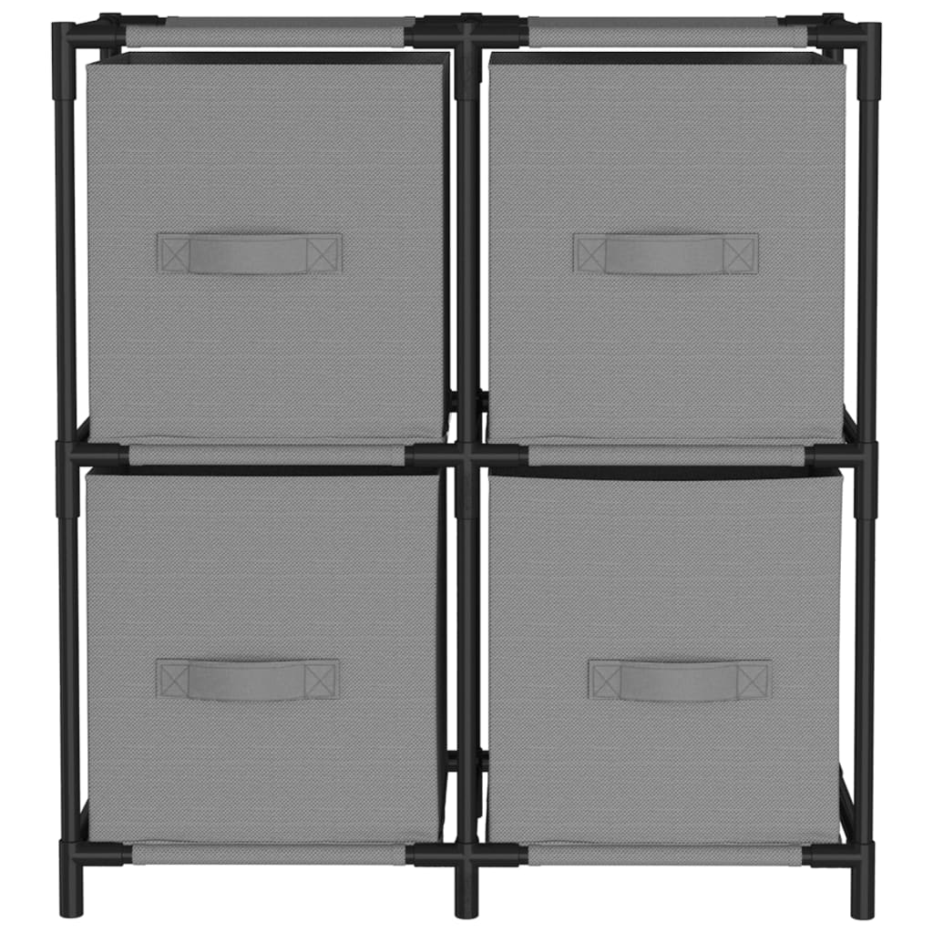 Opbergkast Met 4 Stoffen Manden 63X30X71 Cm Staal Grijs