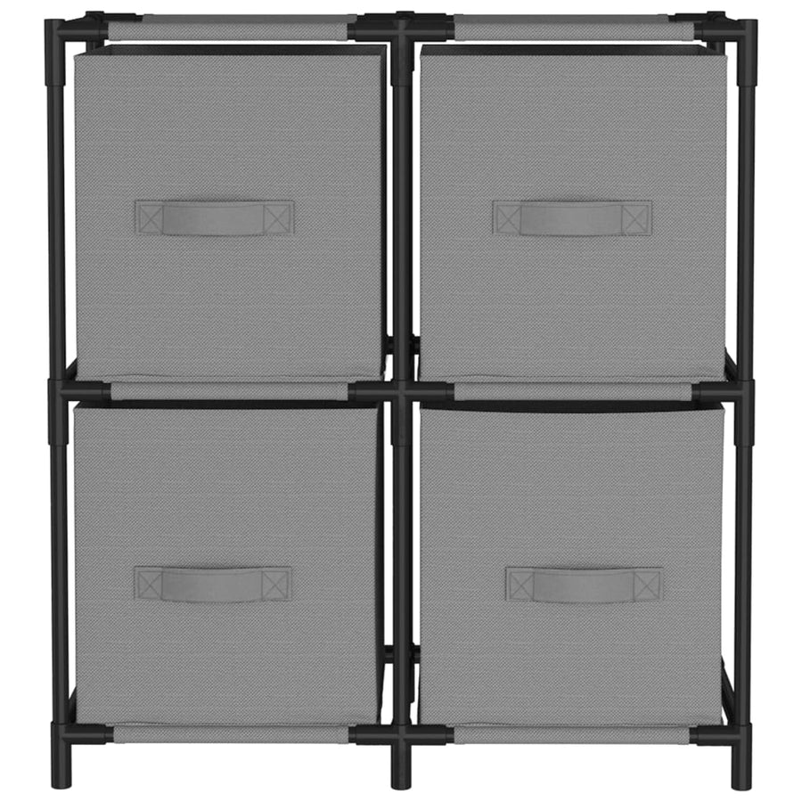 Opbergkast Met 4 Stoffen Manden 63X30X71 Cm Staal Grijs