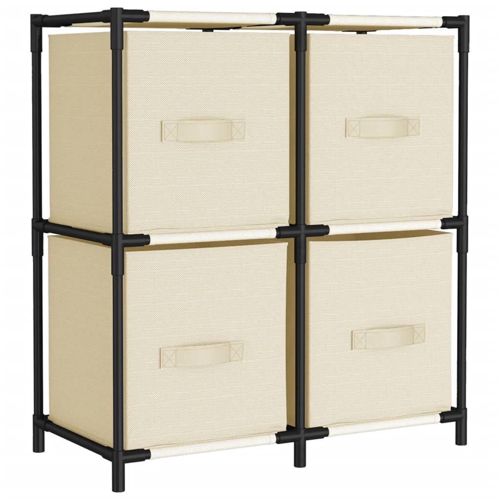 Opbergkast Met 4 Stoffen Manden 63X30X71 Cm Staal Crèmekleurig