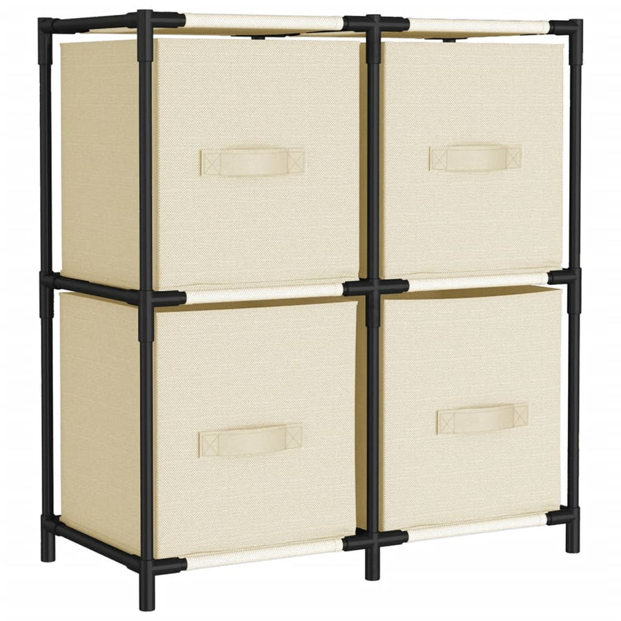 Opbergkast Met 4 Stoffen Manden 63X30X71 Cm Staal Crèmekleurig