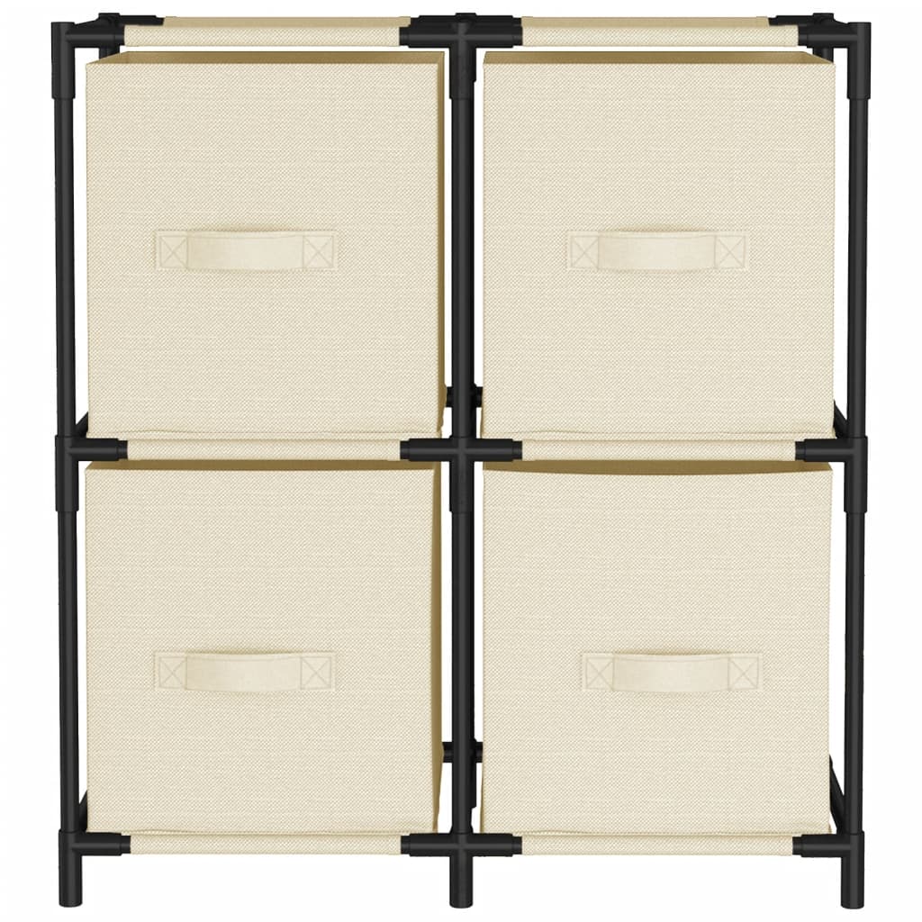 Opbergkast Met 4 Stoffen Manden 63X30X71 Cm Staal Crèmekleurig
