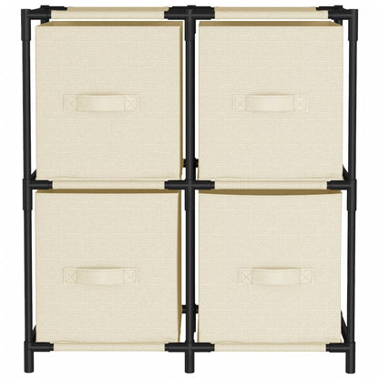 Opbergkast Met 4 Stoffen Manden 63X30X71 Cm Staal Crèmekleurig