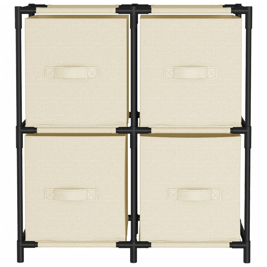 Opbergkast Met 4 Stoffen Manden 63X30X71 Cm Staal Crèmekleurig