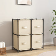 Opbergkast 63x30x71 cm staal crème met 4 stoffen manden