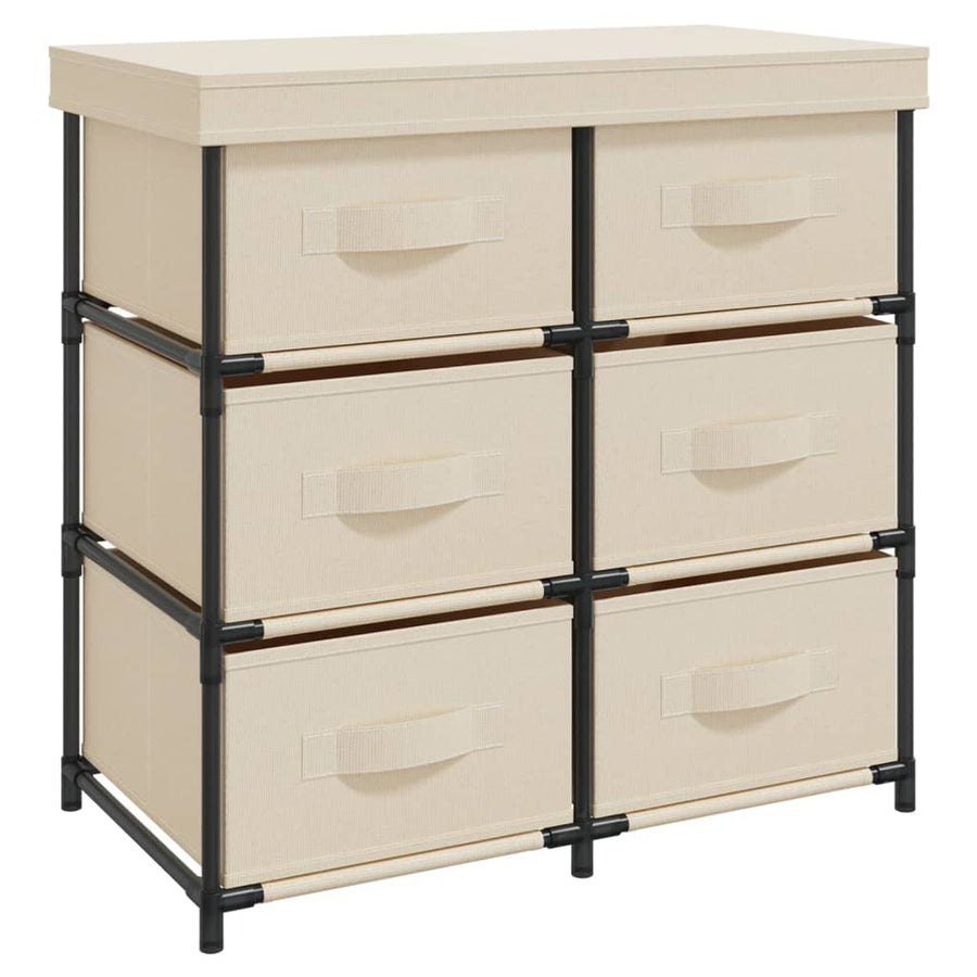 Opbergkast Met 6 Lades 55X29X55 Cm Staal Crèmekleurig
