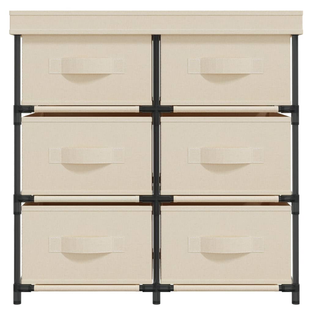Opbergkast Met 6 Lades 55X29X55 Cm Staal Crèmekleurig