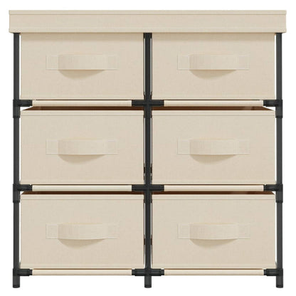 Opbergkast Met 6 Lades 55X29X55 Cm Staal Crèmekleurig