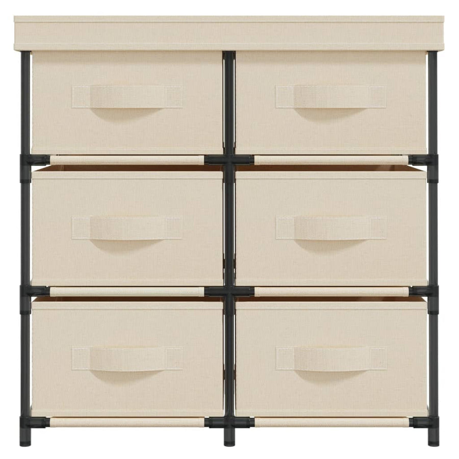 Opbergkast Met 6 Lades 55X29X55 Cm Staal Crèmekleurig