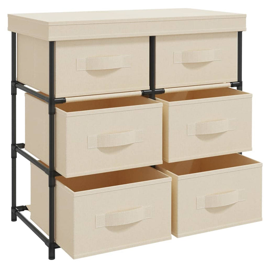 Opbergkast Met 6 Lades 55X29X55 Cm Staal Crèmekleurig