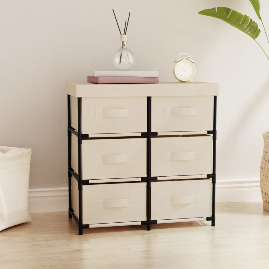 Opbergkast Met 6 Lades 55X29X55 Cm Staal Crèmekleurig