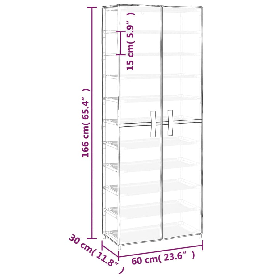Schoenenkast 60X30X166 Cm Stof Grijs