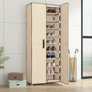 Schoenenkast 60x30x166 cm stof crèmekleurig
