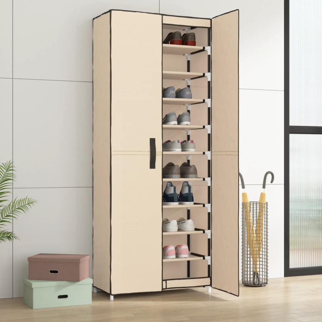 Schoenenkast Stof Kleurig 60 x 30 x 166 cm Crème