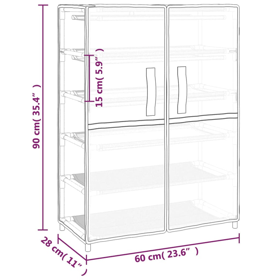 Schoenenkast Stof 60 x 28 x 90 cm Grijs