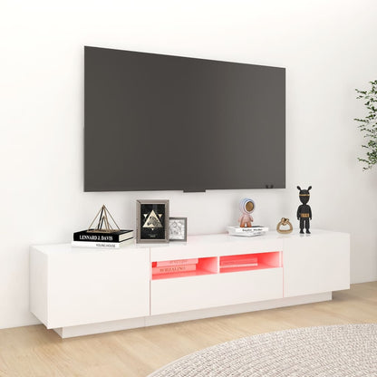 Tv-Meubel Met Led-Verlichting 80X35X40 Cm Wit
