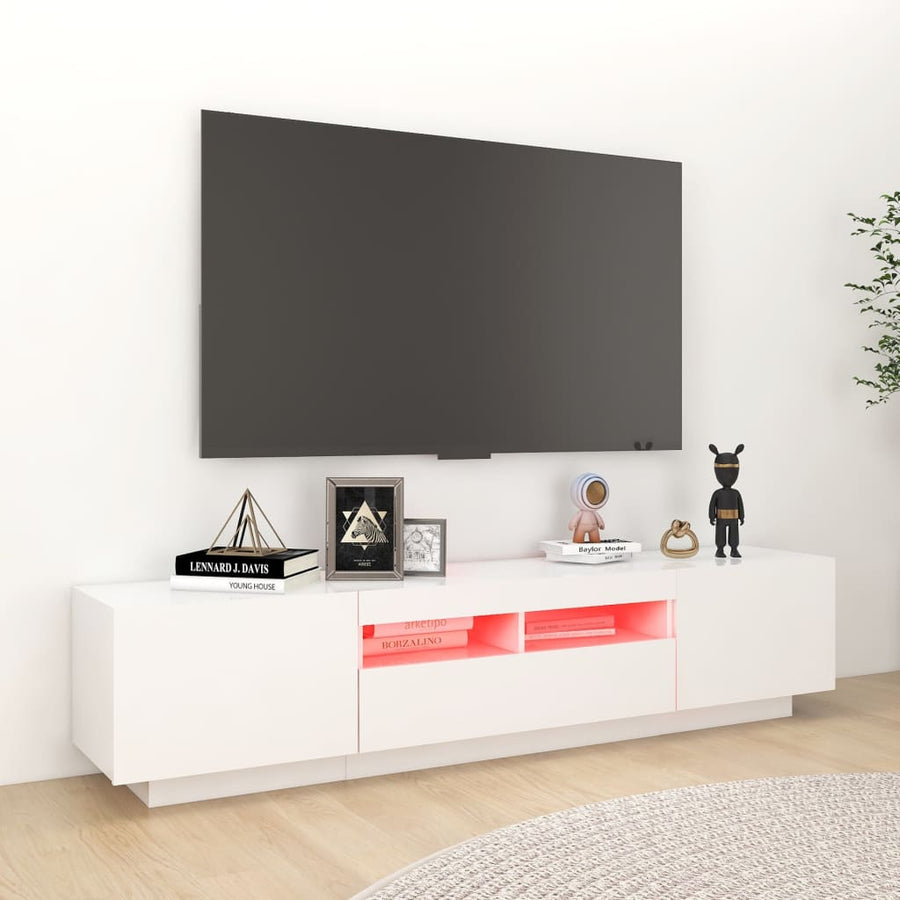 Tv-Meubel Met Led-Verlichting 80X35X40 Cm Wit
