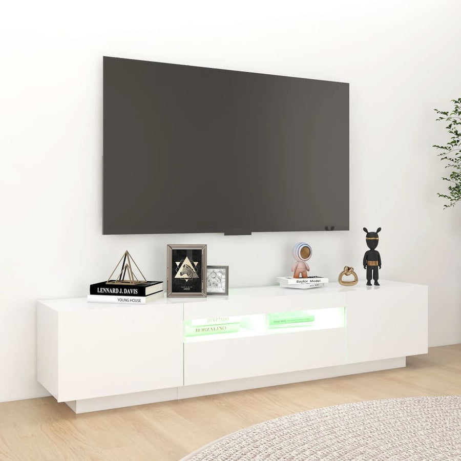 Tv-Meubel Met Led-Verlichting 80X35X40 Cm Wit