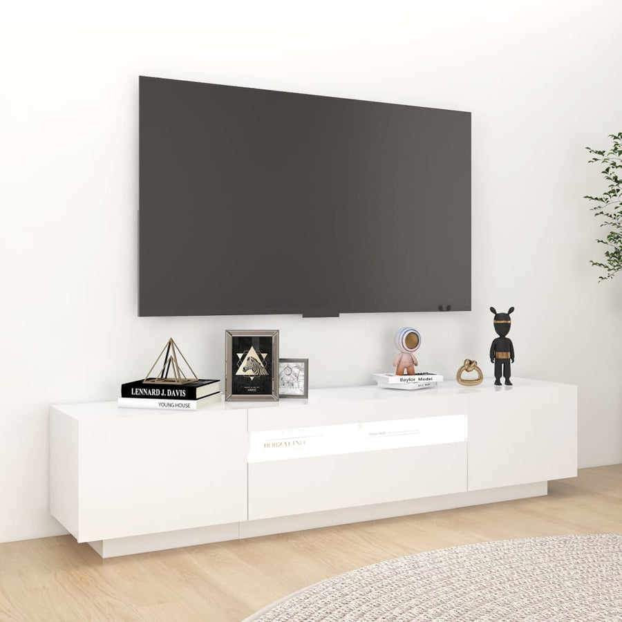 Tv-Meubel Met Led-Verlichting 80X35X40 Cm Wit