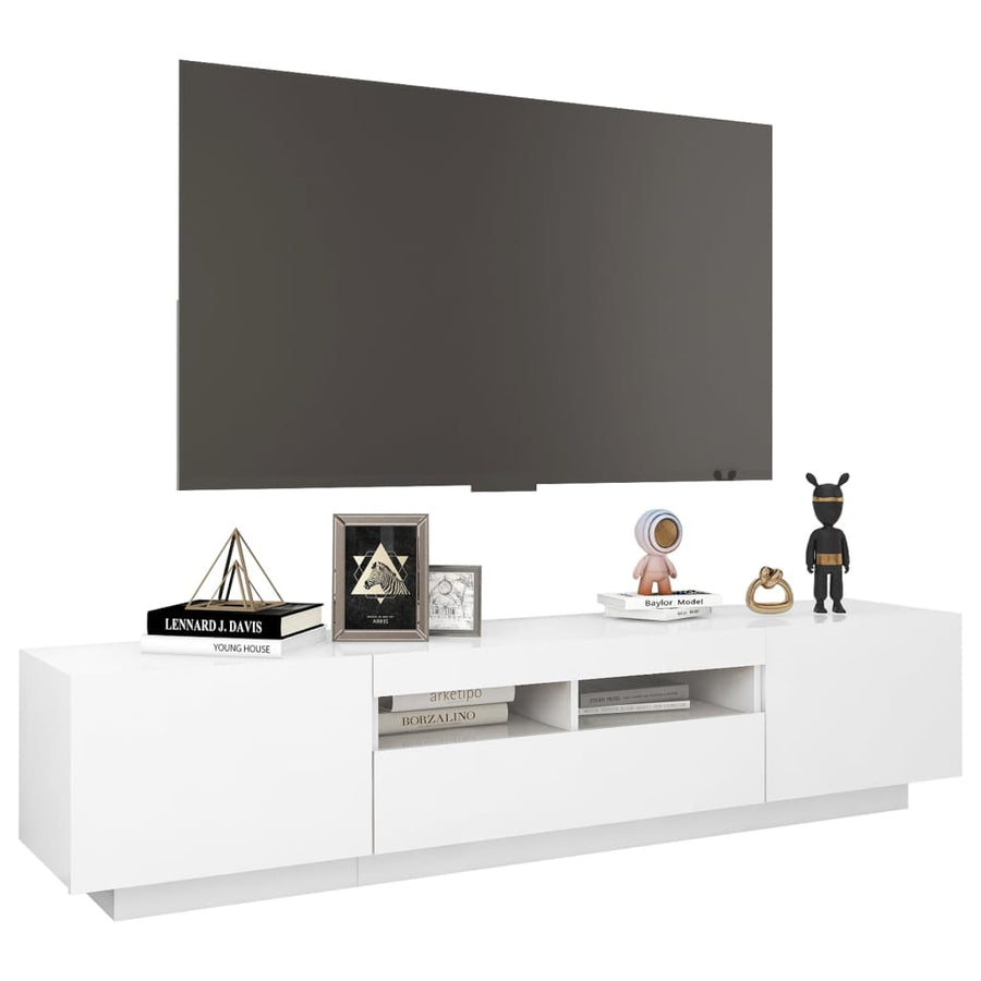 Tv-Meubel Met Led-Verlichting 80X35X40 Cm Wit