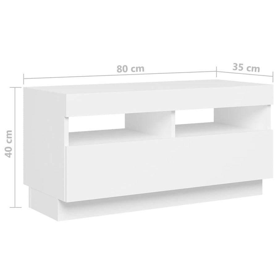 Tv-Meubel Met Led-Verlichting 80X35X40 Cm Wit