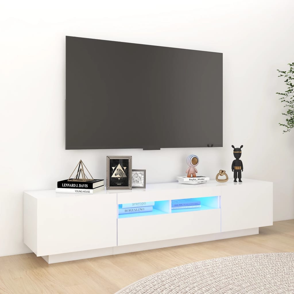 Tv-Meubel Met Led-Verlichting 80X35X40 Cm Wit